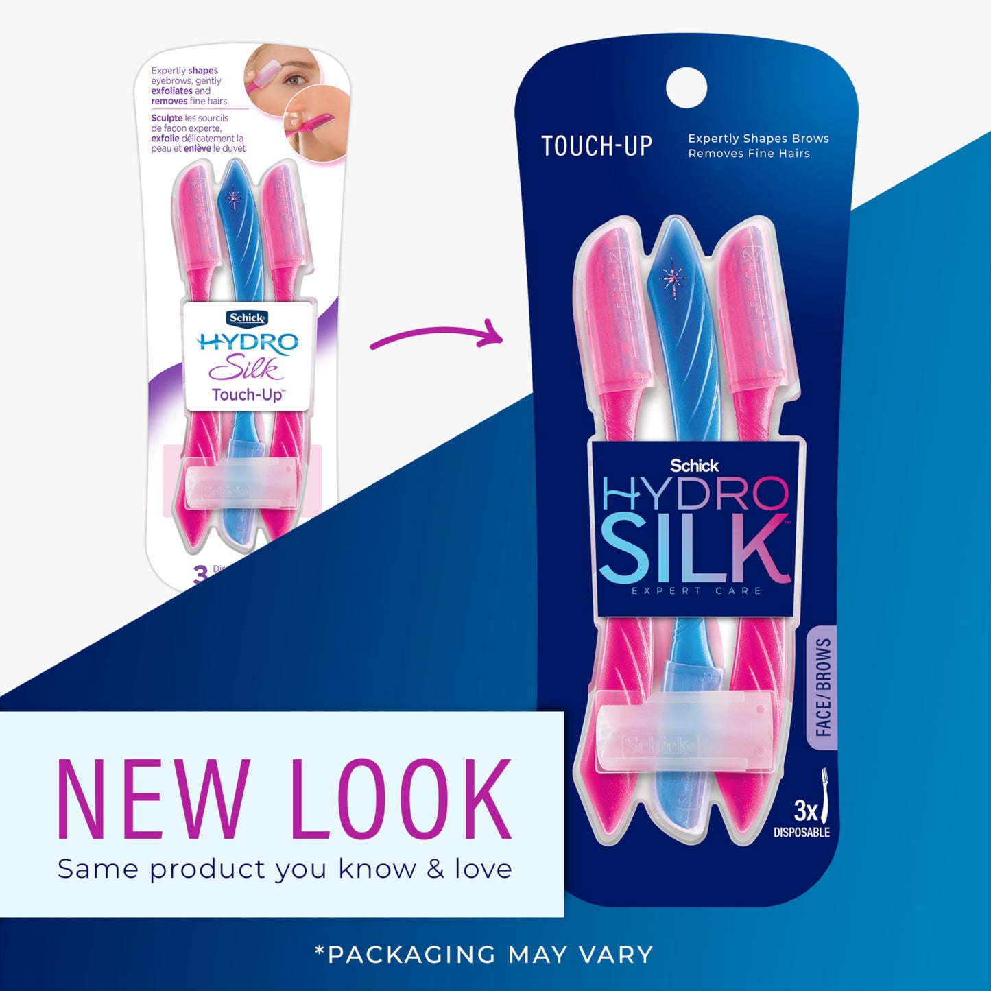 Schick Silk Touch-Up Multipurpose Exfoliating Dermaplaning Tool, Eyebrow Razor, and Facial Razor with Precision Cover, 3 Count