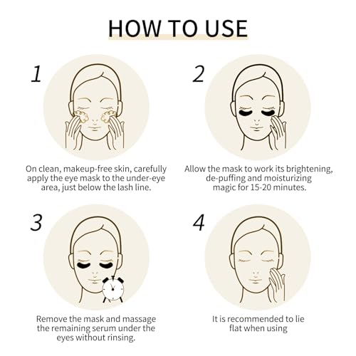 Tunbot 24k Gold Eye Mask Pads - 60 Gold Eye Masks, Collagen Hyaluronic Acid Eye Masks, Anti-Aging, Remove Dark Circles, Eye Bags & Wrinkles, Refresh Your Skin, For Men & Women - Lines & Co
