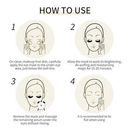 Tunbot 24k Gold Eye Mask Pads - 60 Gold Eye Masks, Collagen Hyaluronic Acid Eye Masks, Anti-Aging, Remove Dark Circles, Eye Bags & Wrinkles, Refresh Your Skin, For Men & Women - Lines & Co