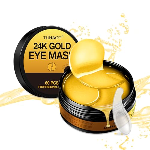 Tunbot 24k Gold Eye Mask Pads - 60 Gold Eye Masks, Collagen Hyaluronic Acid Eye Masks, Anti-Aging, Remove Dark Circles, Eye Bags & Wrinkles, Refresh Your Skin, For Men & Women - Lines & Co