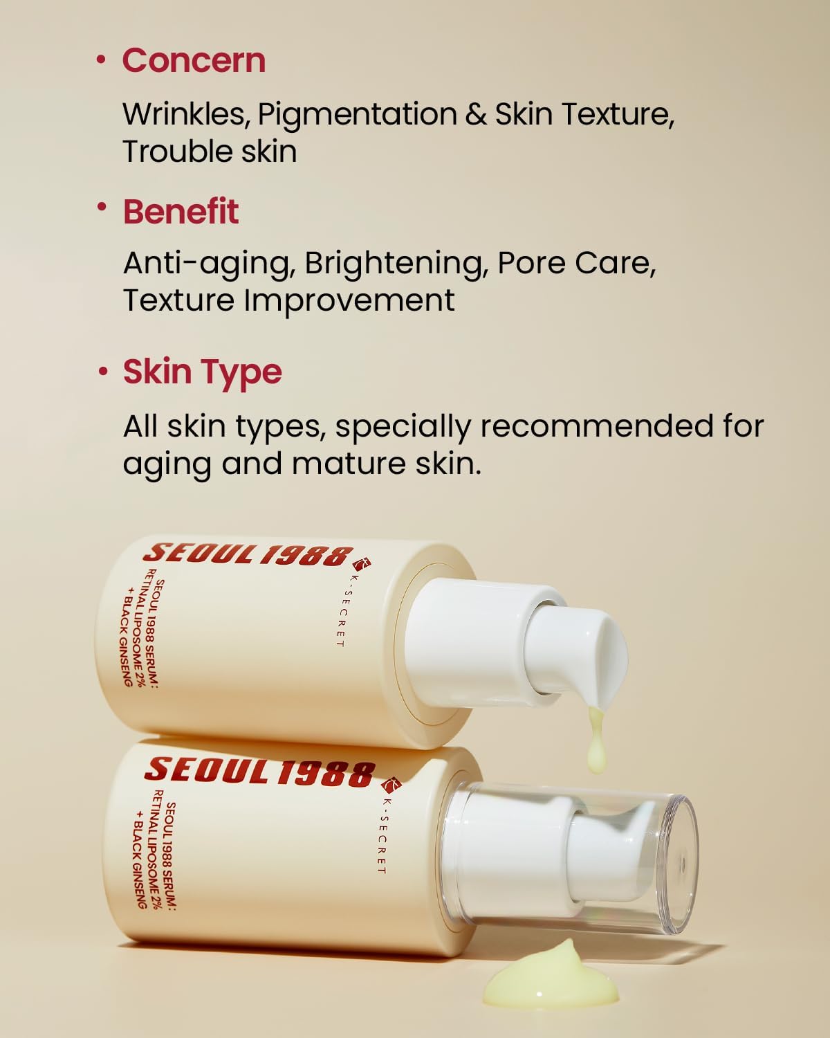 K-SECRET SEOUL 1988 Serum Retinal Liposome 2% + Black Ginseng 30ml