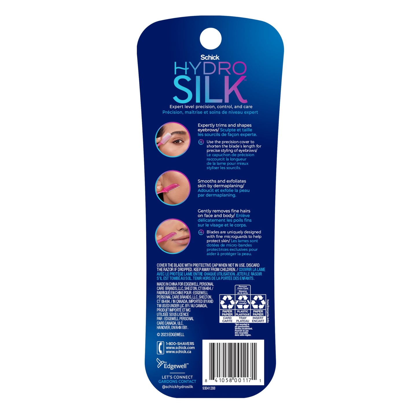 Schick Silk Touch-Up Multipurpose Exfoliating Dermaplaning Tool, Eyebrow Razor, and Facial Razor with Precision Cover, 3 Count
