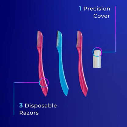 Schick Silk Touch-Up Multipurpose Exfoliating Dermaplaning Tool, Eyebrow Razor, and Facial Razor with Precision Cover, 3 Count