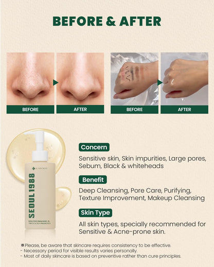 K-SECRET SEOUL 1988 Cleansing Oil : Pine Cica 1% + Probiotics