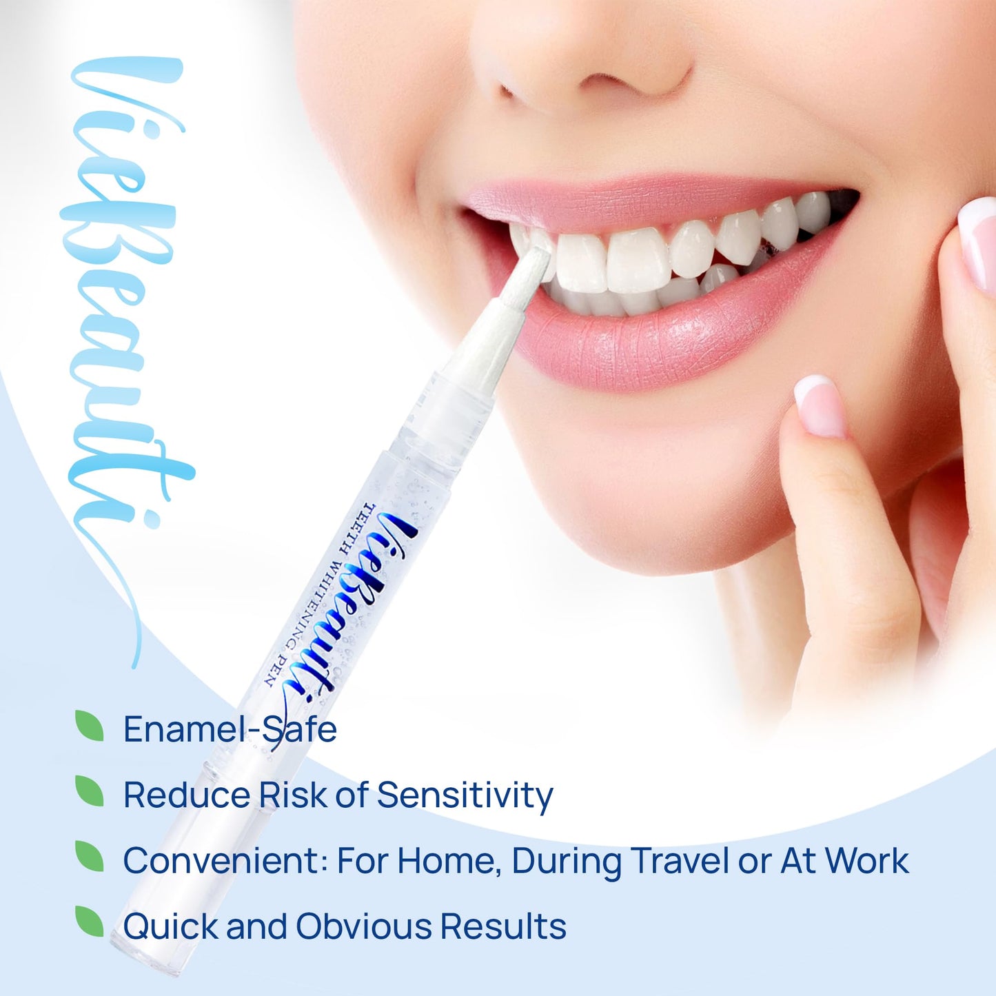 VieBeauti Teeth Whitening Pen (3 Pcs), 30+ Uses, Effective, Painless, No Sensitivity, Travel-Friendly, Easy to Use, Beautiful White Smile, Mint Flavor - Lines & Co
