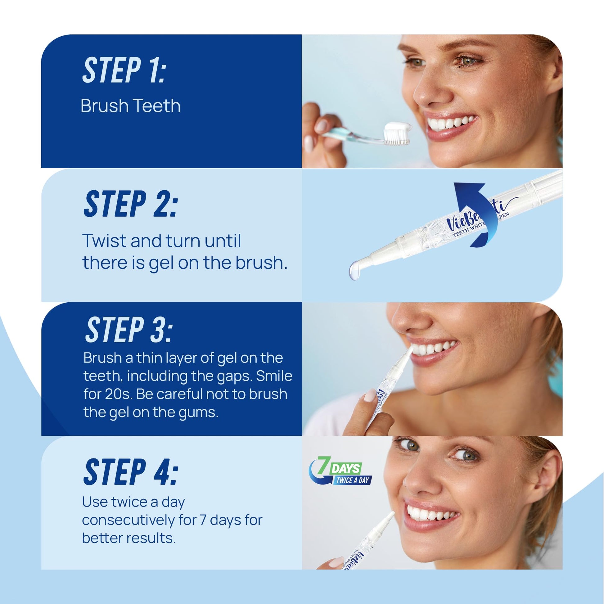 VieBeauti Teeth Whitening Pen (3 Pcs), 30+ Uses, Effective, Painless, No Sensitivity, Travel-Friendly, Easy to Use, Beautiful White Smile, Mint Flavor - Lines & Co