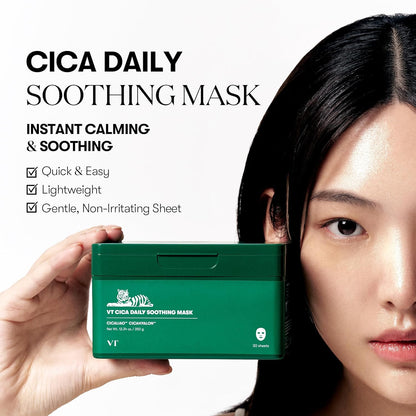 VT COSMETICS Daily Soothing Mask 30ea | Facial Sheet Mask for Moist & Hydrating