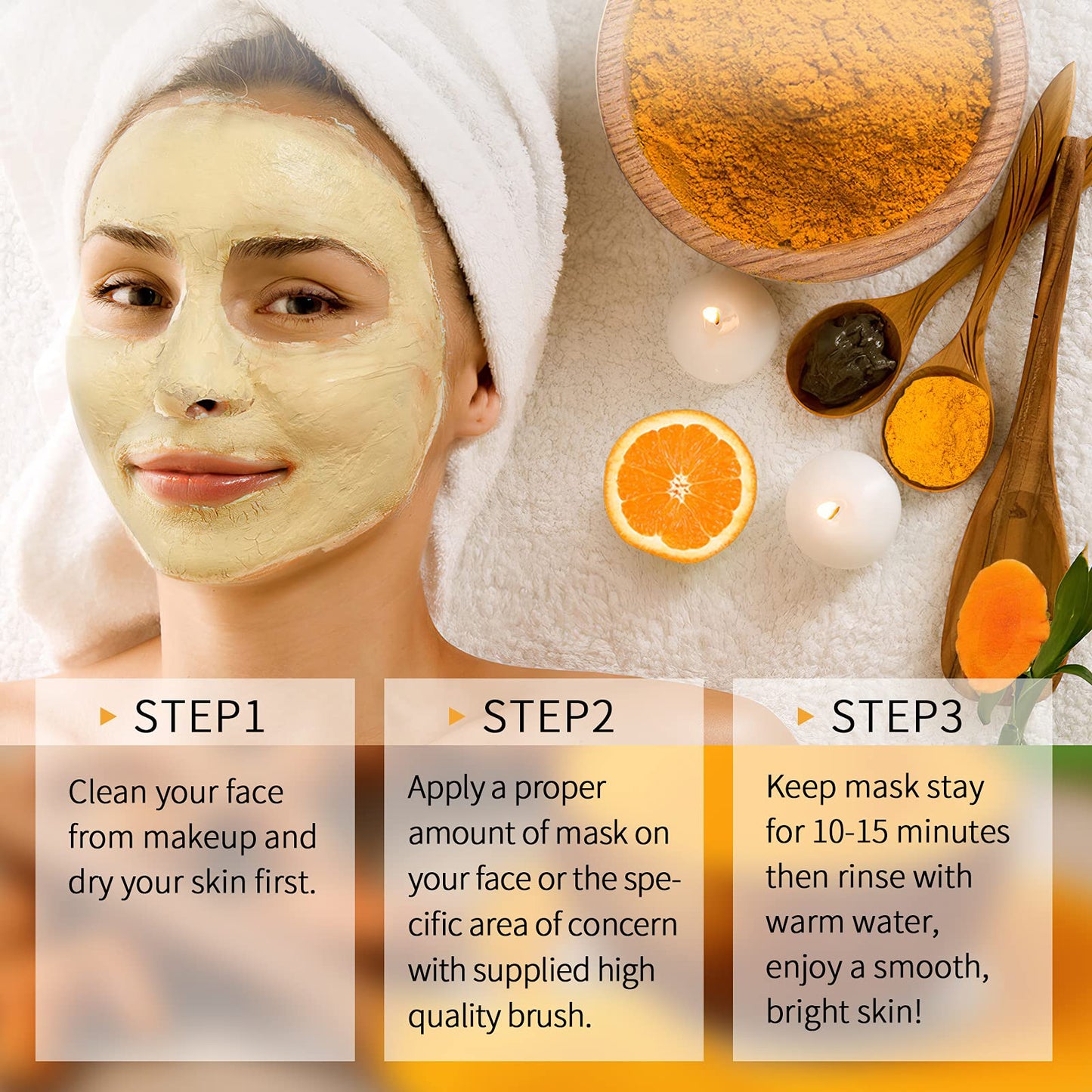 Vitamin C Face Mask with Kaolin Clay and Turmeric for Dark Spots, Dull Skin, Skincare Facial Mask for Controlling Oil and Refining Pores 5.29 Oz - Lines & Co