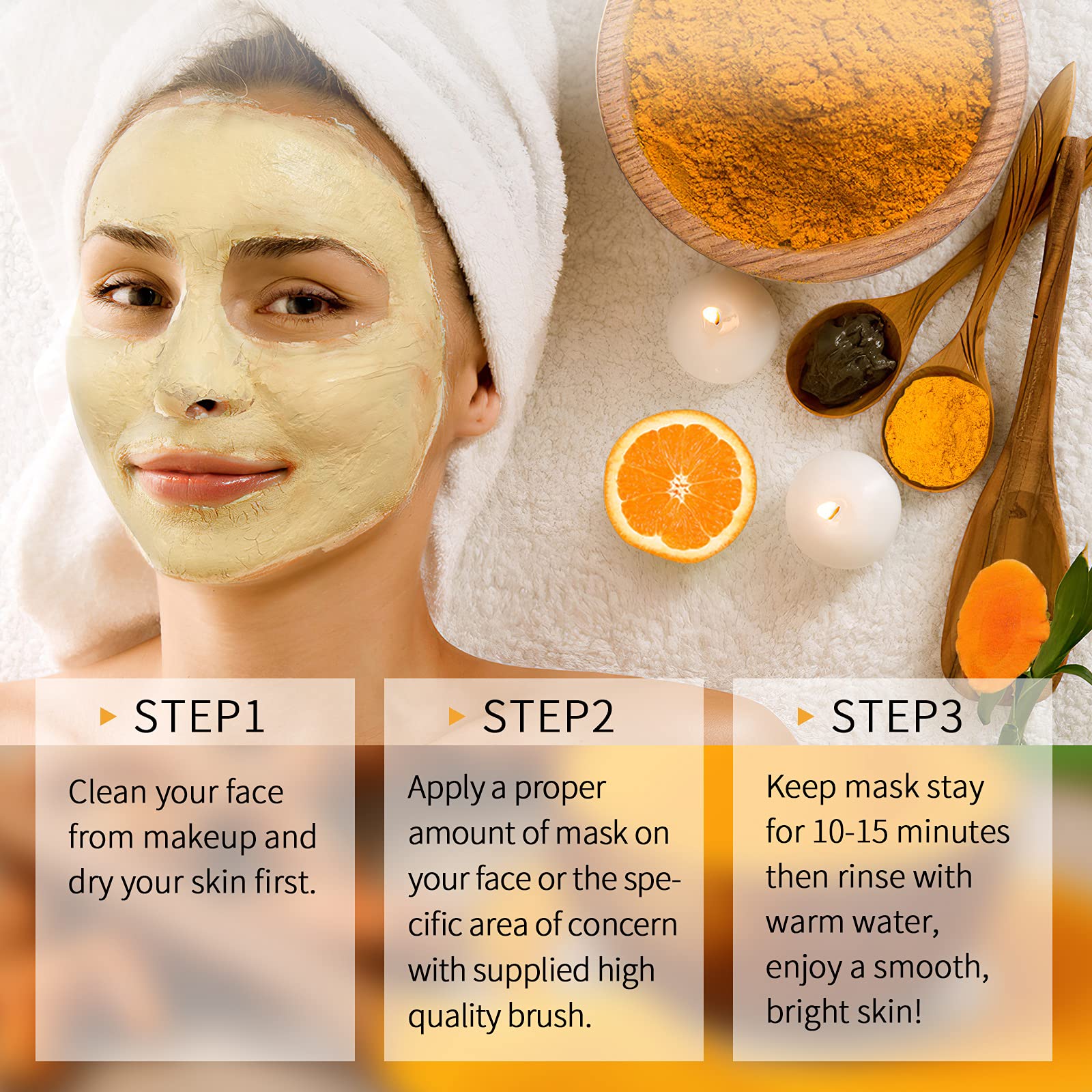 Vitamin C Face Mask with Kaolin Clay and Turmeric for Dark Spots, Dull Skin, Skincare Facial Mask for Controlling Oil and Refining Pores 5.29 Oz - Lines & Co