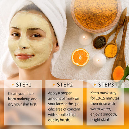 Vitamin C Face Mask with Kaolin Clay and Turmeric for Dark Spots, Dull Skin, Skincare Facial Mask for Controlling Oil and Refining Pores 5.29 Oz - Lines & Co