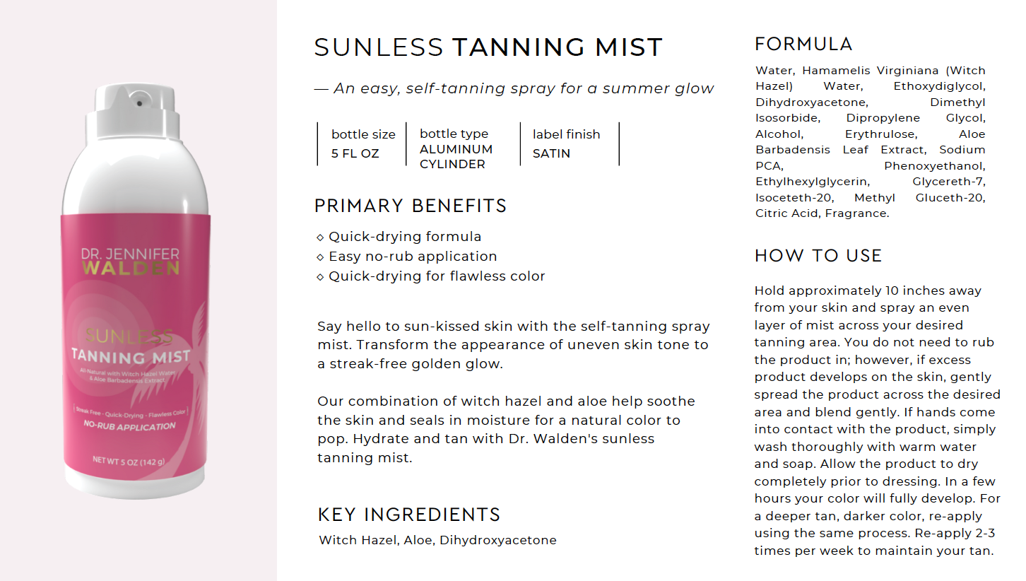 Sunless Tanning Mist with Aloe & Witch Hazel - Lines & Co